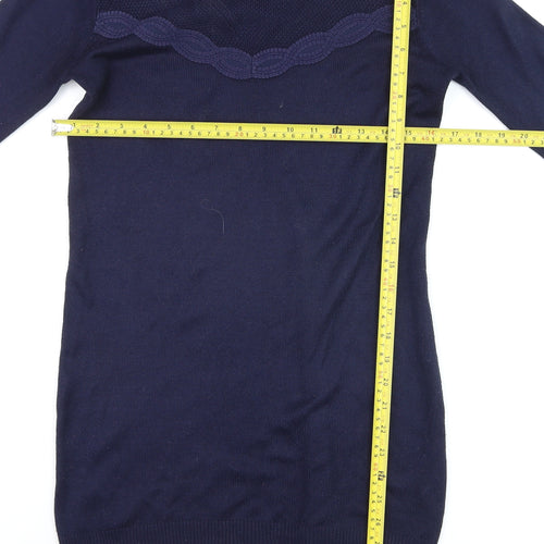 Dorothy Perkins Womens Navy Blue Size 6 Jumper Long Sleeve Crew Neck Knit