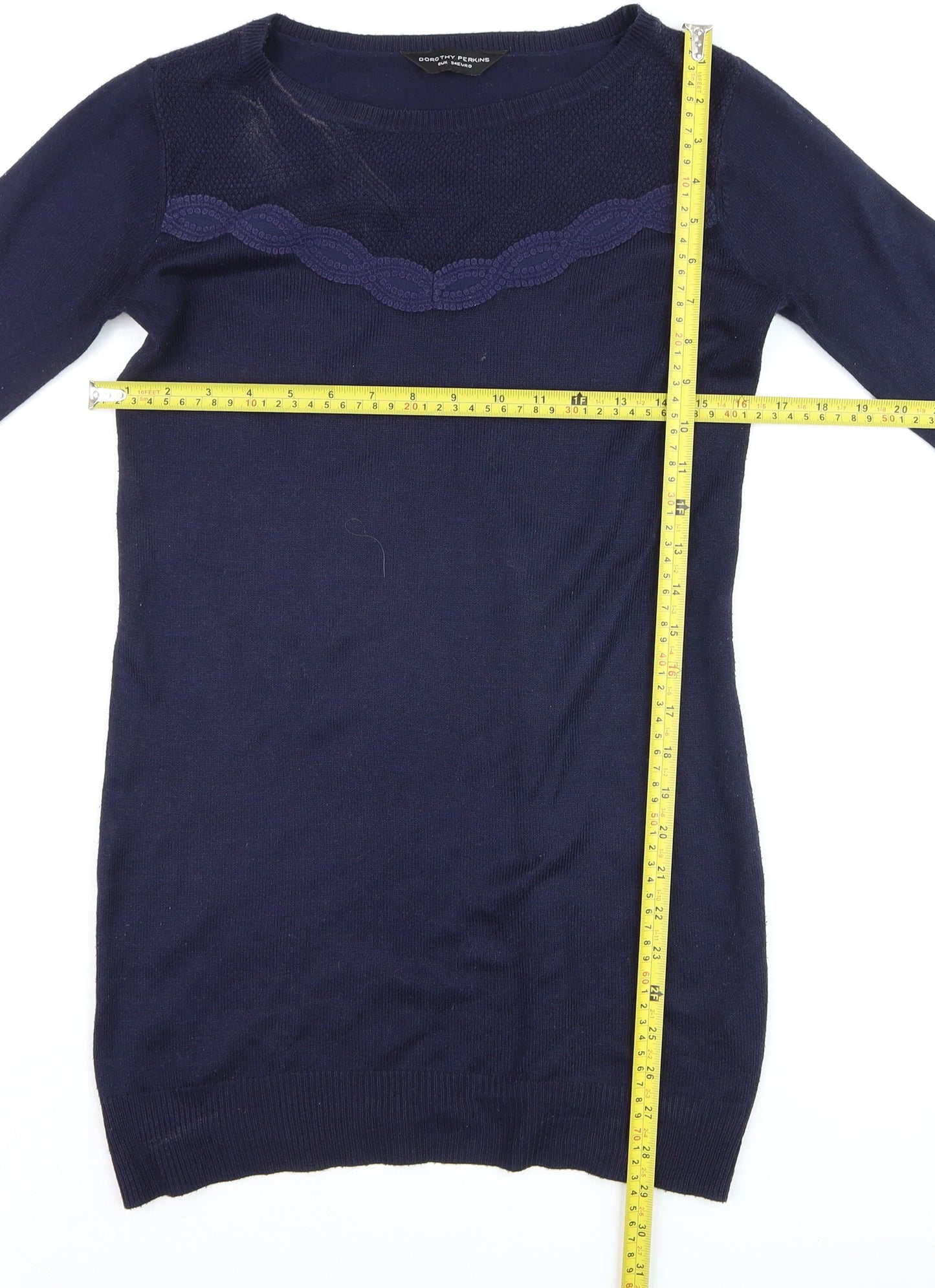 Dorothy Perkins Womens Navy Blue Size 6 Jumper Long Sleeve Crew Neck Knit