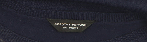Dorothy Perkins Womens Navy Blue Size 6 Jumper Long Sleeve Crew Neck Knit