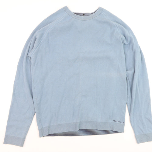 Ted Baker Men's Blue Cotton Crew Neck Pullover Jumper L