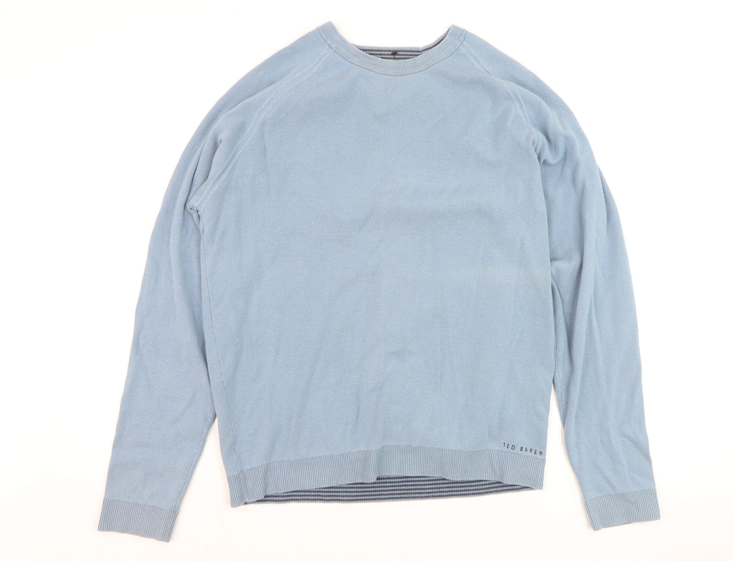 Ted Baker Men's Blue Cotton Crew Neck Pullover Jumper L