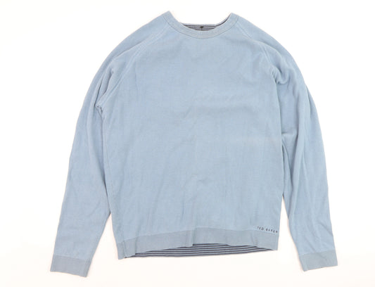 Ted Baker Men's Blue Cotton Crew Neck Pullover Jumper L
