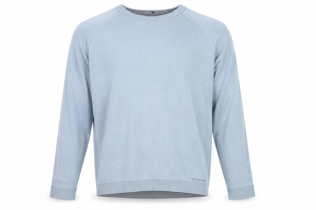 Ted Baker Men's Blue Cotton Crew Neck Pullover Jumper L