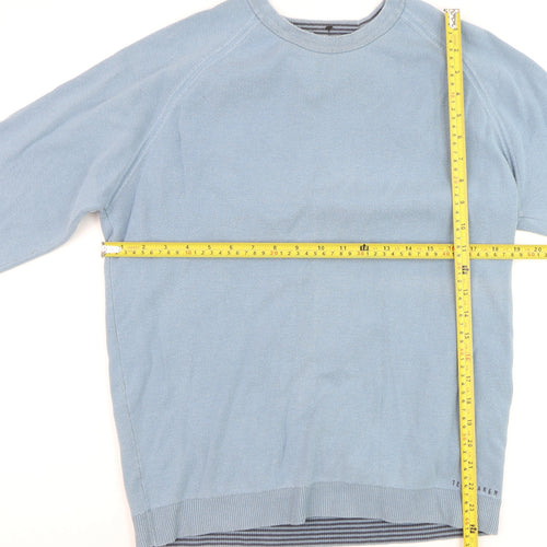 Ted Baker Men's Blue Cotton Crew Neck Pullover Jumper L