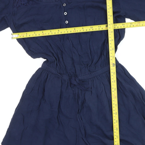 Abercrombie Kids Girls Navy Blue Lace Playsuit Size L Long Sleeve Romper