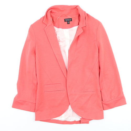 Topshop Women Pink Cotton Blend Lined Blazer UK 12