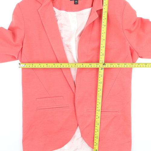 Topshop Women Pink Cotton Blend Lined Blazer UK 12