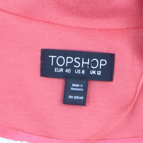 Topshop Women Pink Cotton Blend Lined Blazer UK 12