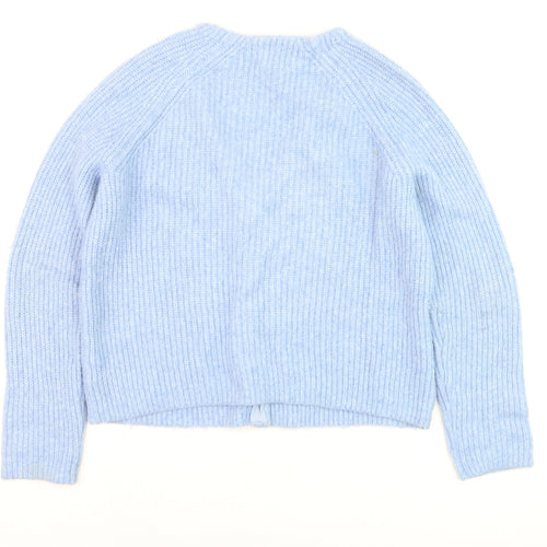 Fat Face Womens Blue Chunky Knit V-Neck Button Cardigan Size 12