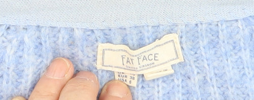 Fat Face Womens Blue Chunky Knit V-Neck Button Cardigan Size 12