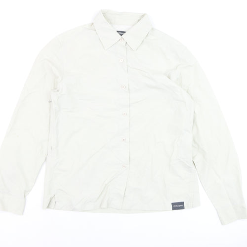 Berghaus Women Beige Size 12 Long Sleeve Nylon Button-Up Shirt