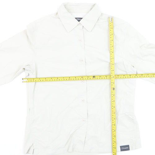 Berghaus Women Beige Size 12 Long Sleeve Nylon Button-Up Shirt