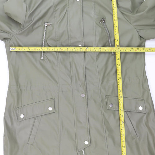 Next Womens Green Waterproof Hooded Rain Coat Size 16