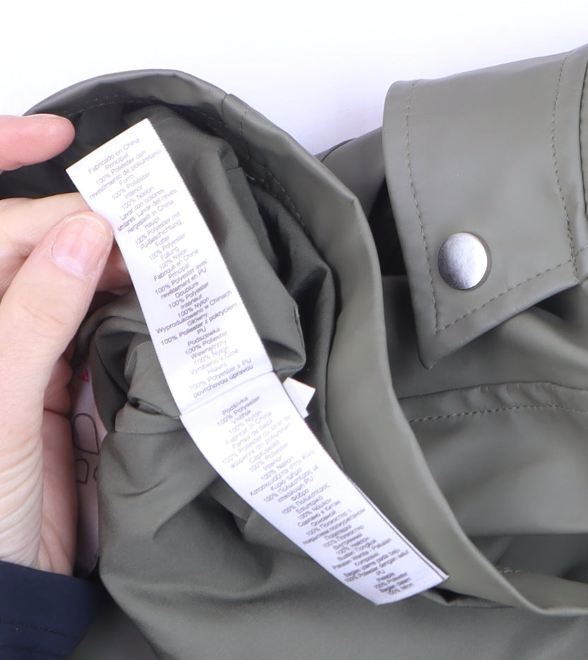 Next Womens Green Waterproof Hooded Rain Coat Size 16