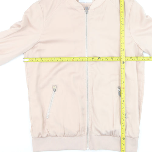 Next Women Beige Bomber Jacket Size 12 Tall Polyester Zip
