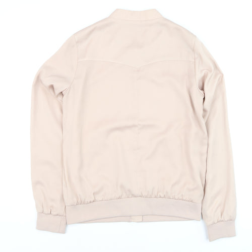 Next Women Beige Bomber Jacket Size 12 Tall Polyester Zip