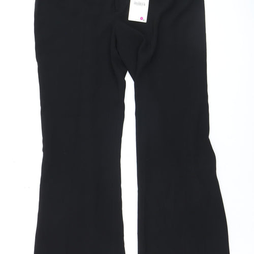 Zara Women Black Flared Trousers L Stretch Business Work Pants