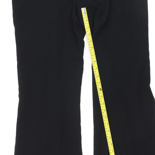 Zara Women Black Flared Trousers L Stretch Business Work Pants