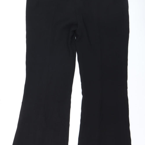 Zara Women Black Flared Trousers L Stretch Business Work Pants