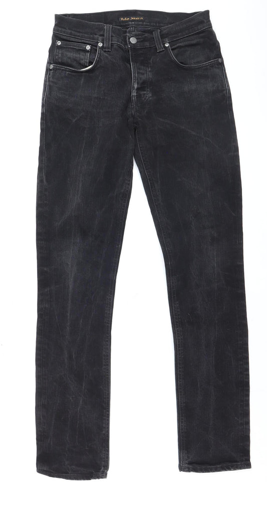 Nudie Jeans Co Men's Black Slim Straight Fit Jeans 32W 34L