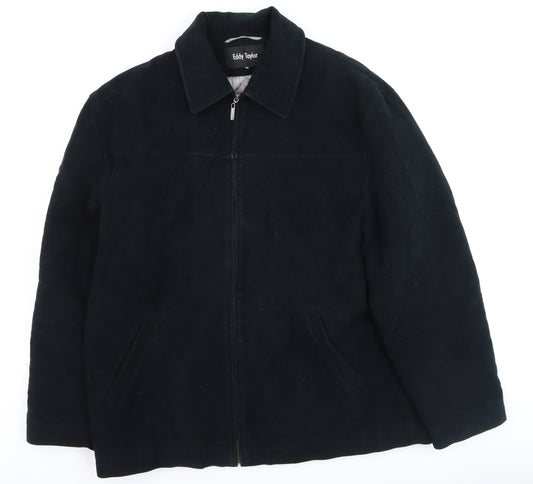 Eddy Taylor Men's Black Suede Zip Jacket XL Lined Casual Coat