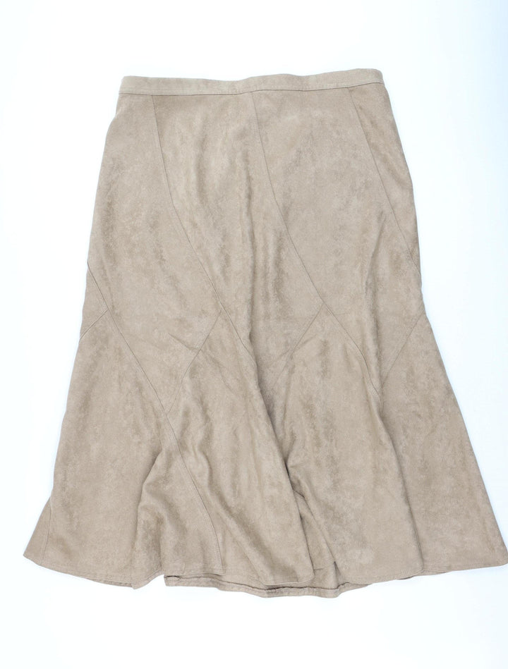 Marks and Spencer Women Beige A-Line Midi Suede Skirt Size 20