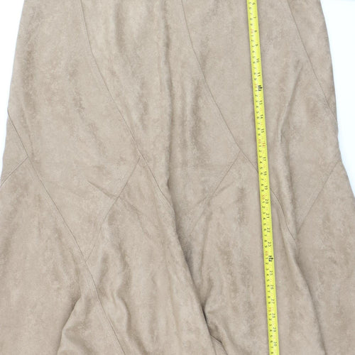 Marks and Spencer Women Beige A-Line Midi Suede Skirt Size 20