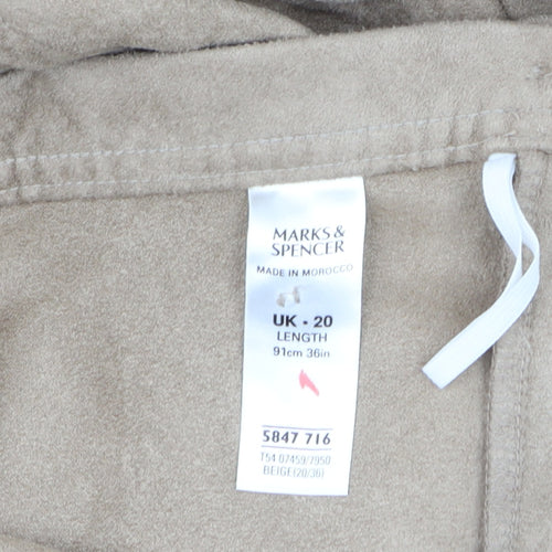 Marks and Spencer Women Beige A-Line Midi Suede Skirt Size 20