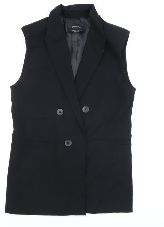 Stradivarius Women Black Size 12 Sleeveless Buttoned Waistcoat