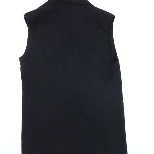 Stradivarius Women Black Size 12 Sleeveless Buttoned Waistcoat