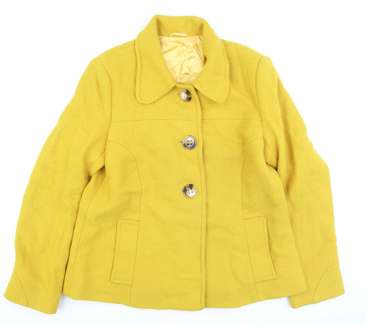 Hobbs Women's Yellow Wool Short Overcoat Size 14 Classic Style