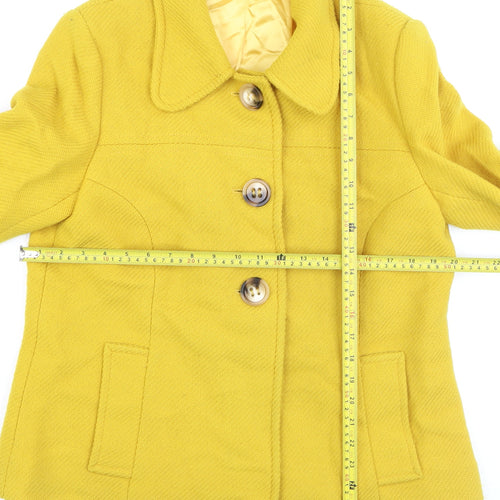 Hobbs Women's Yellow Wool Short Overcoat Size 14 Classic Style