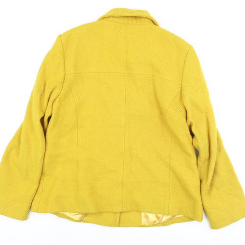 Hobbs Women's Yellow Wool Short Overcoat Size 14 Classic Style