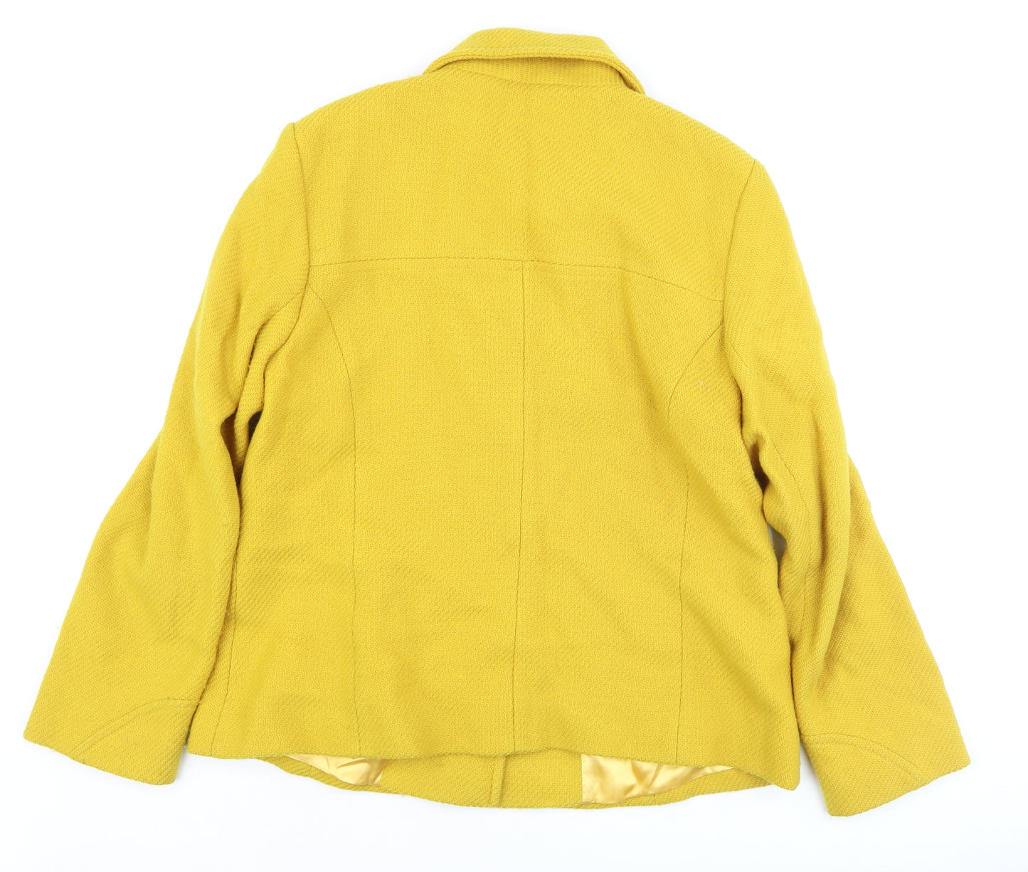 Hobbs Women's Yellow Wool Short Overcoat Size 14 Classic Style