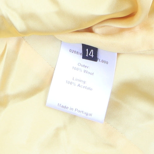 Hobbs Women's Yellow Wool Short Overcoat Size 14 Classic Style