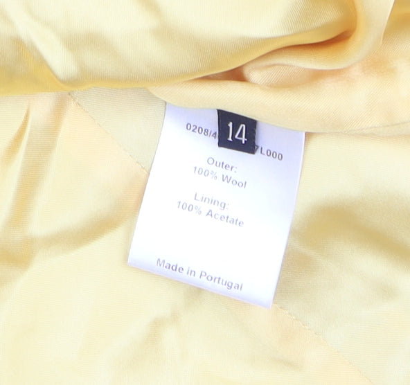 Hobbs Women's Yellow Wool Short Overcoat Size 14 Classic Style