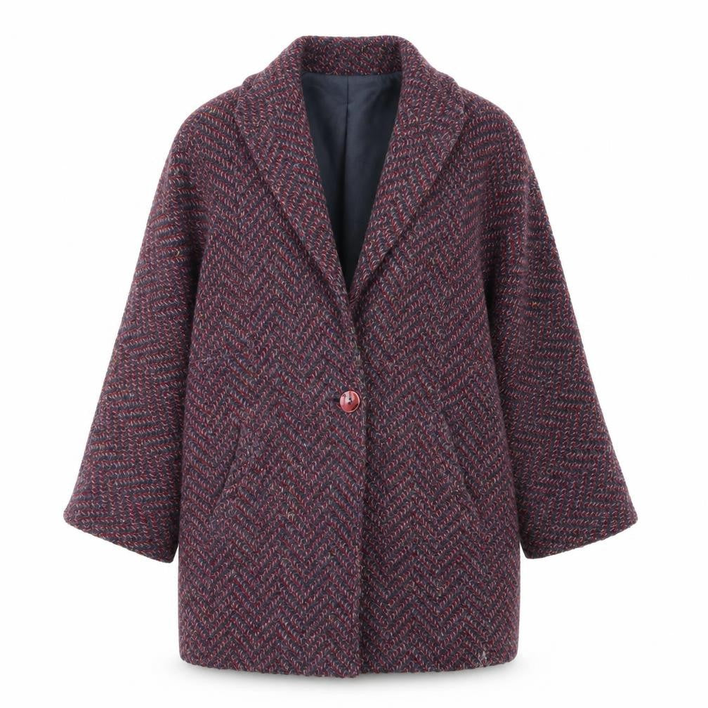 Front view of Dereta Women's Multicoloured Wool Tweed Overcoat, size 10