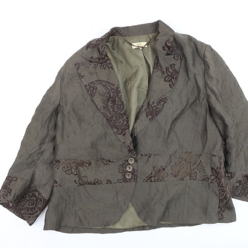 MEL Collection Women's Brown Floral Blazer Jacket Size 18 Classic Style