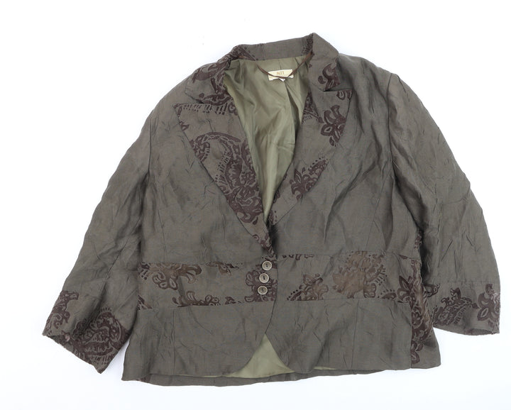 MEL Collection Women's Brown Floral Blazer Jacket Size 18 Classic Style