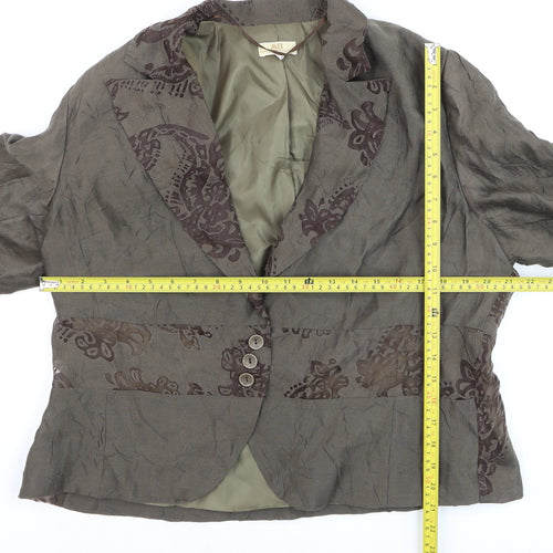 MEL Collection Women's Brown Floral Blazer Jacket Size 18 Classic Style