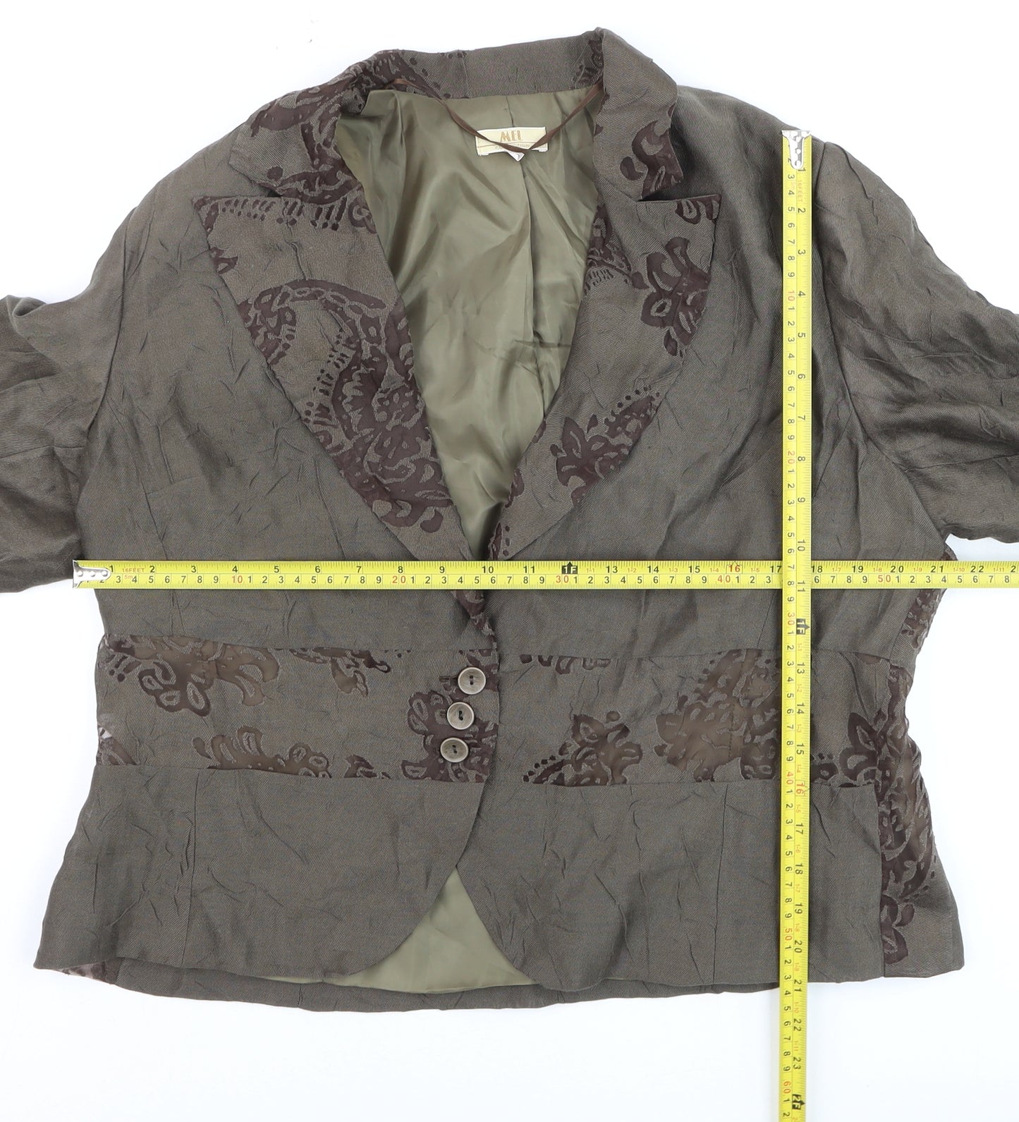 MEL Collection Women's Brown Floral Blazer Jacket Size 18 Classic Style