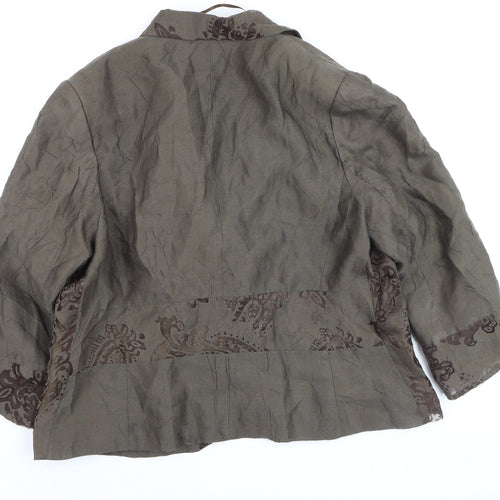 MEL Collection Women's Brown Floral Blazer Jacket Size 18 Classic Style