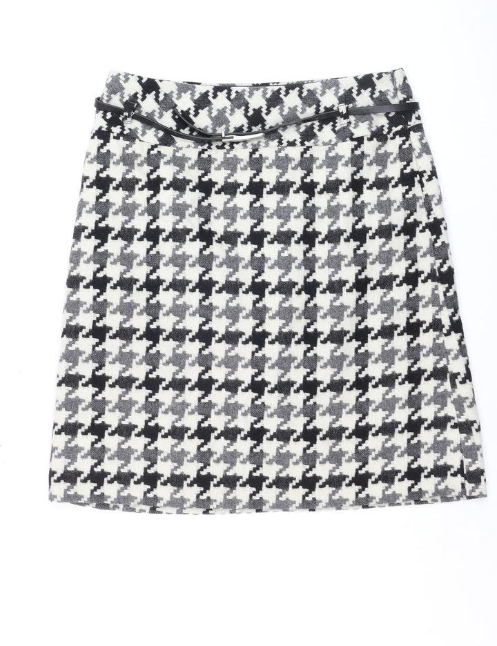 Marks and Spencer Women Grey A-Line Wool Blend Knee Length Skirt UK 10