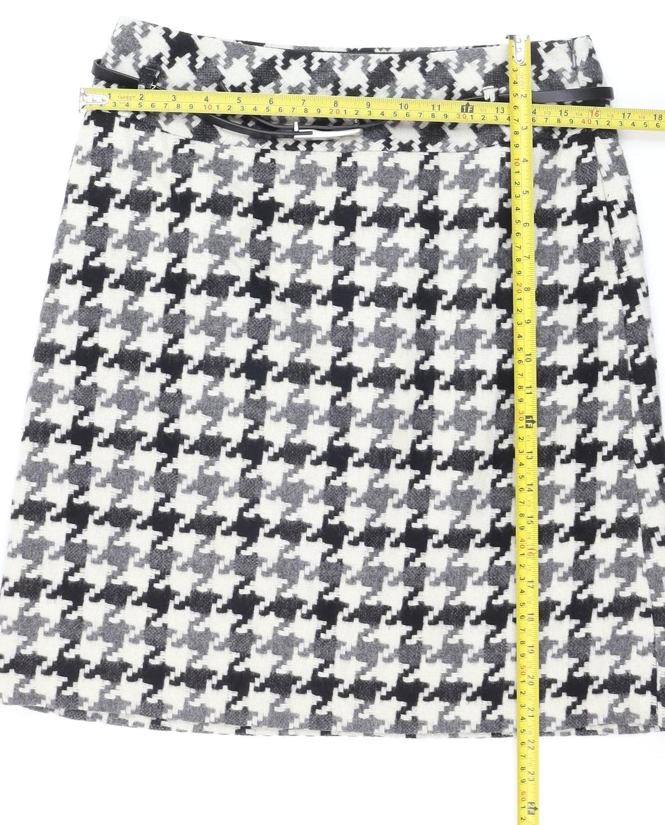 Marks and Spencer Women Grey A-Line Wool Blend Knee Length Skirt UK 10
