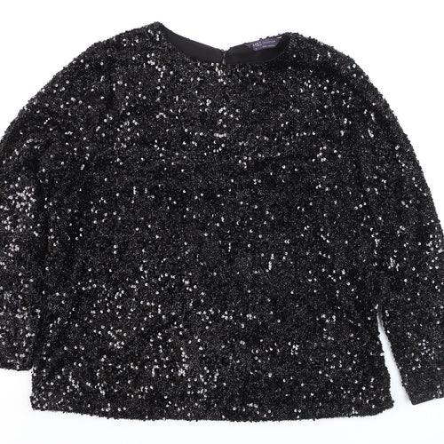 Marks and Spencer Women’s Black Sequin Blouse Size 16 Party Top