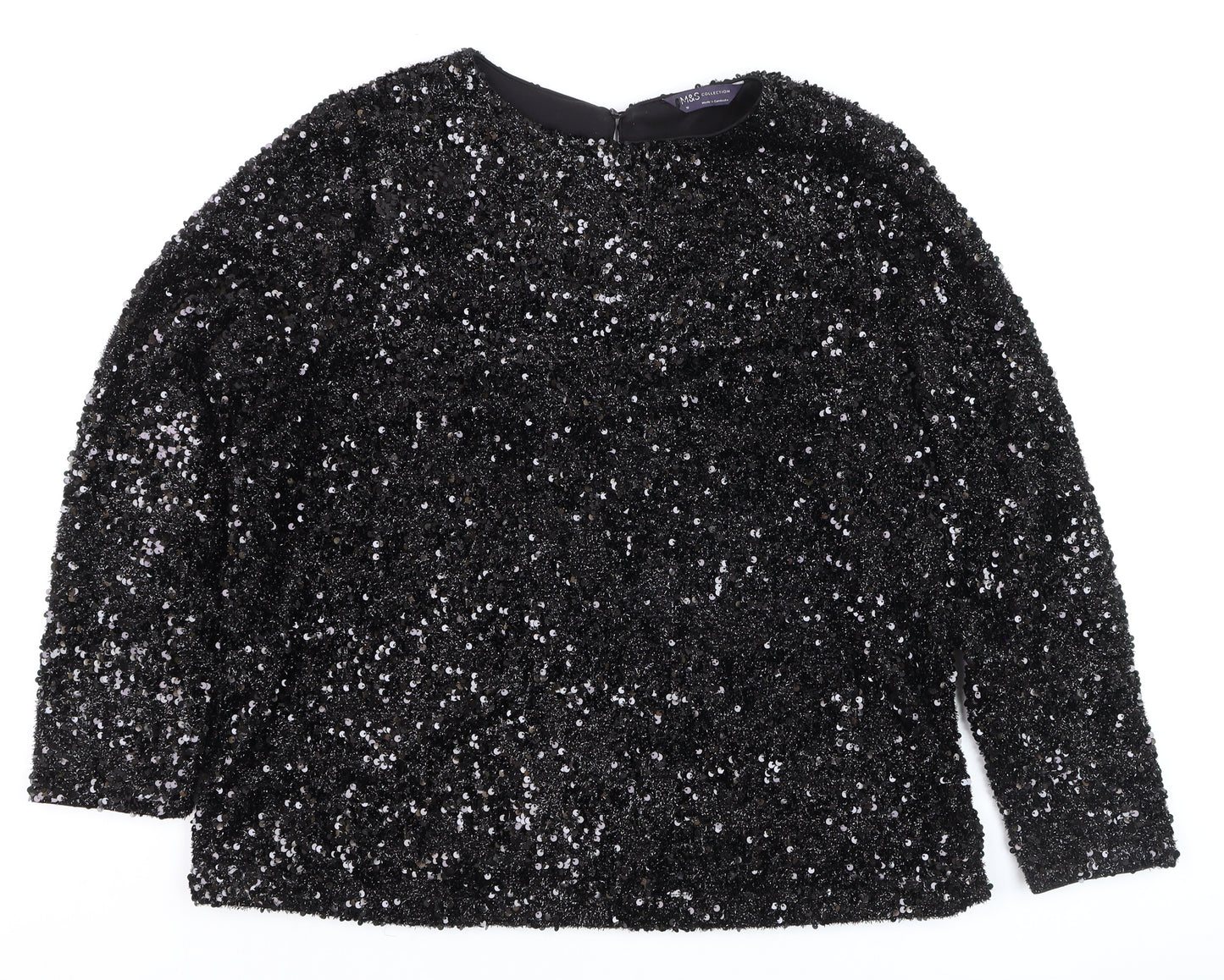 Marks and Spencer Women’s Black Sequin Blouse Size 16 Party Top