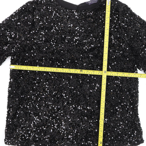 Marks and Spencer Women’s Black Sequin Blouse Size 16 Party Top
