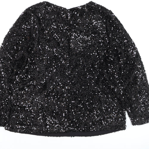 Marks and Spencer Women’s Black Sequin Blouse Size 16 Party Top