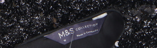 Marks and Spencer Women’s Black Sequin Blouse Size 16 Party Top