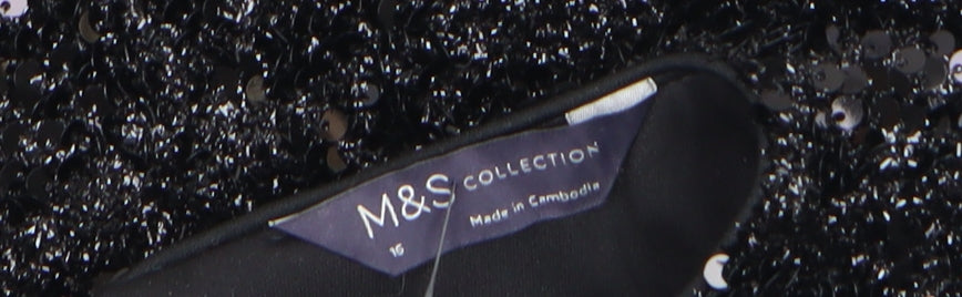 Marks and Spencer Women’s Black Sequin Blouse Size 16 Party Top